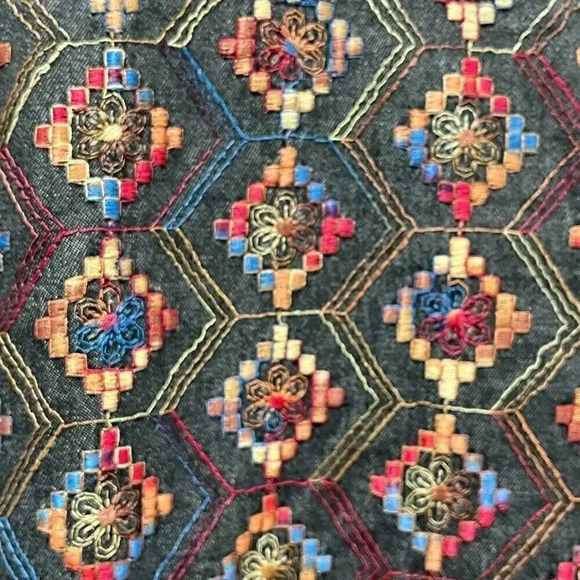 Vintage Coldwater Creek Black Denim Embroidered‎ Jacket Large - Picture 5 of 7